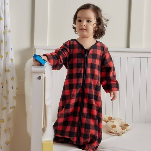 Daysu Micro Fleece Baby Sleep Sack with Long Sleeves Size Medium Buffalo Plaid - Picture 5 of 16